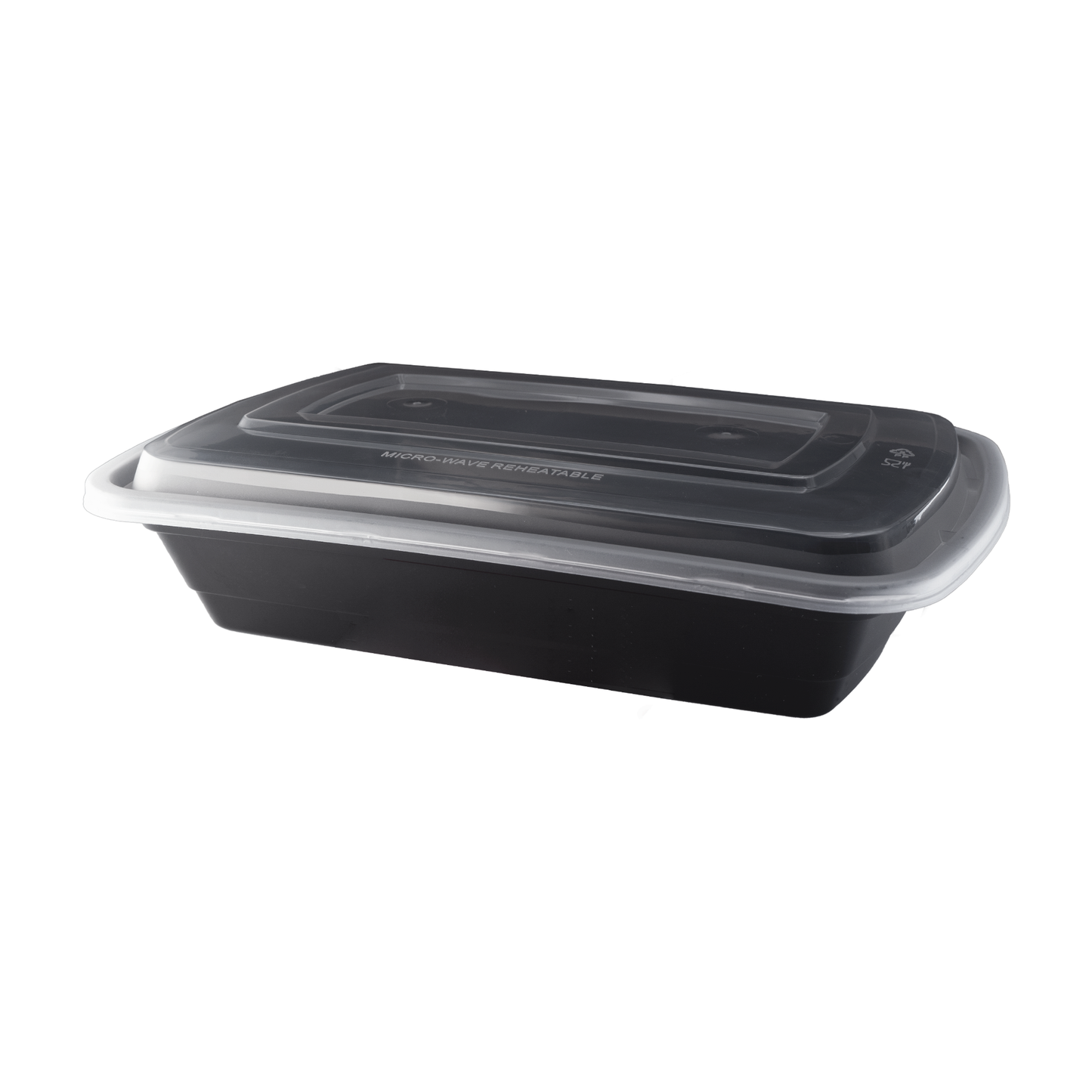 Containers: Square Black with Lids 7.9"x5.5"x1.8" 24oz 150/cs