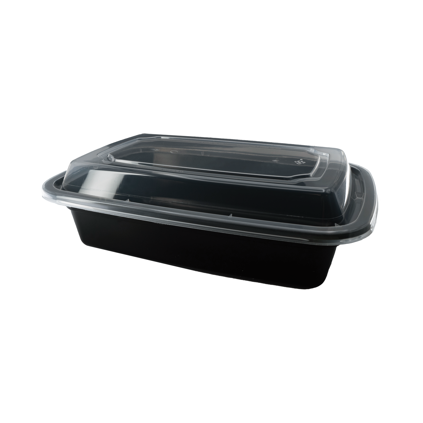 Black PP Container Rectangle w/lids 38oz 8.9"x6.1"x2.1" 150/cs