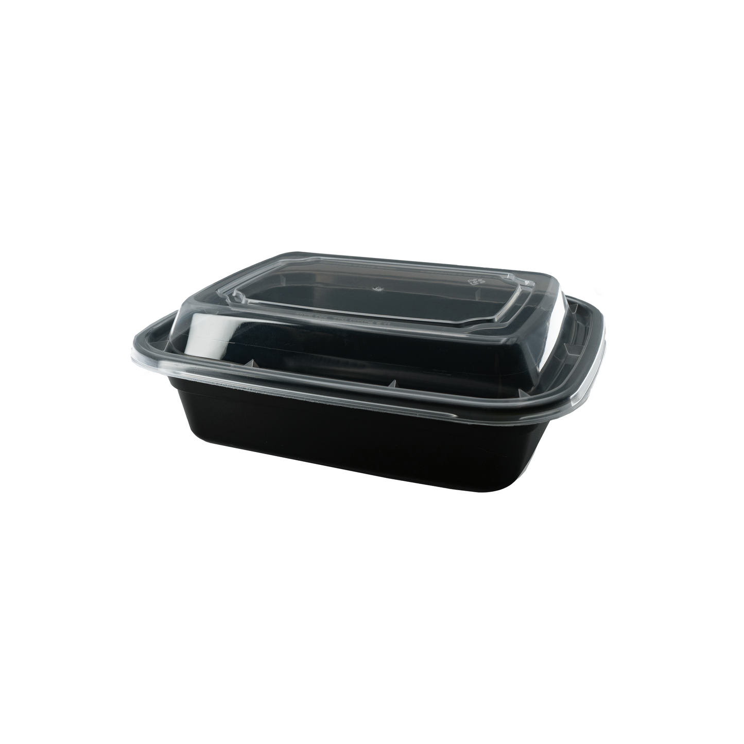 Black PP Container Rectangle w/lids 12oz 6"x4.5"x1.5" 150/cs