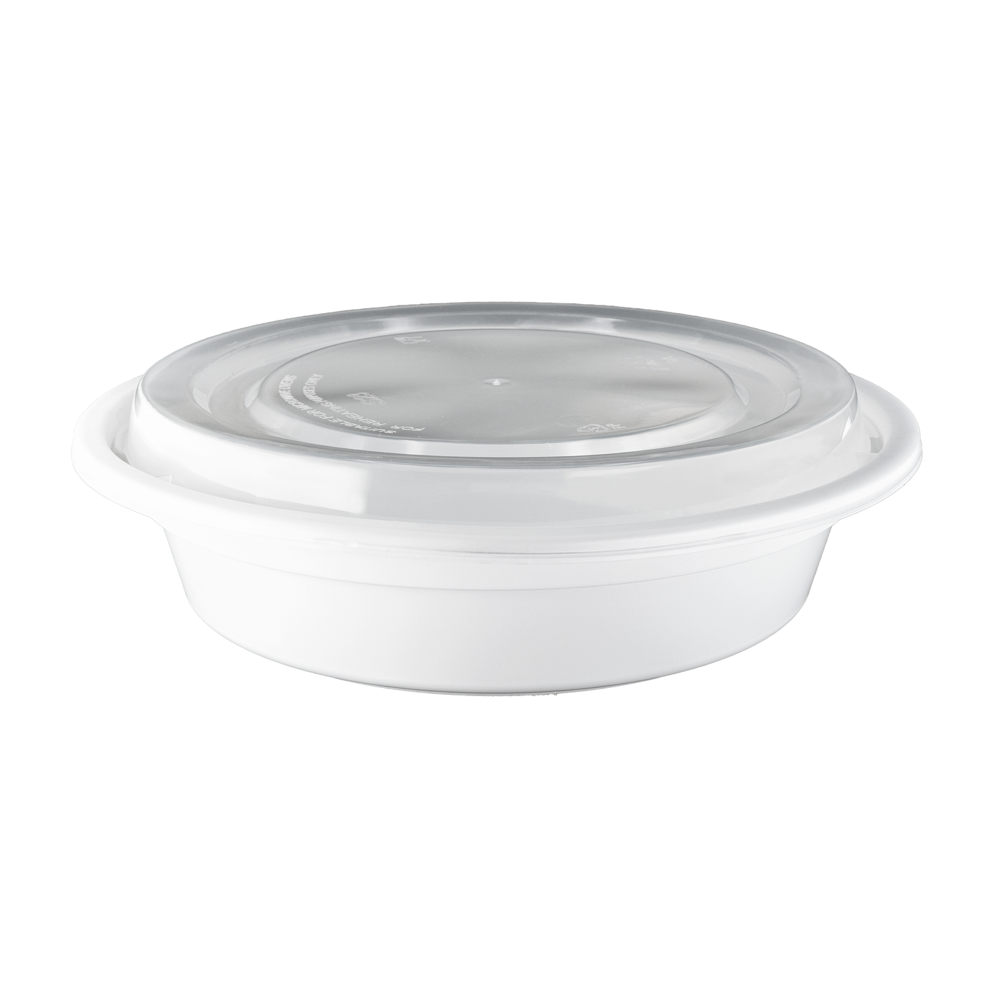 Containers: Round White w/Lids 7.3"x1.7" 24oz 150/cs