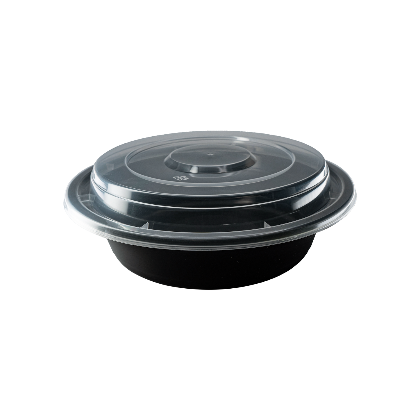 Black PP Round Plastic Containers w/ Lids 16oz 6.25"0x1.75" 150/cs