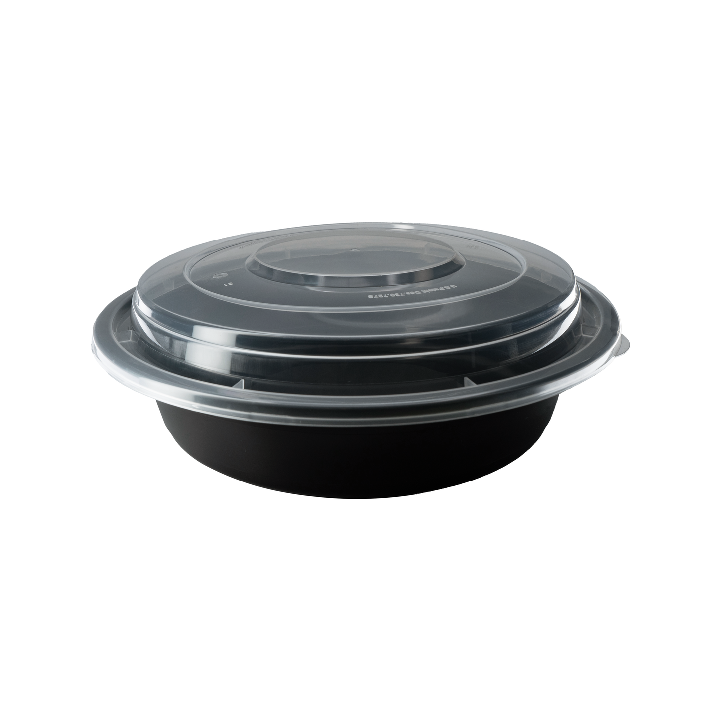 Black PP Round Plastic Containers w/ Lids 32oz 7.3"0x2.2" 150/cs