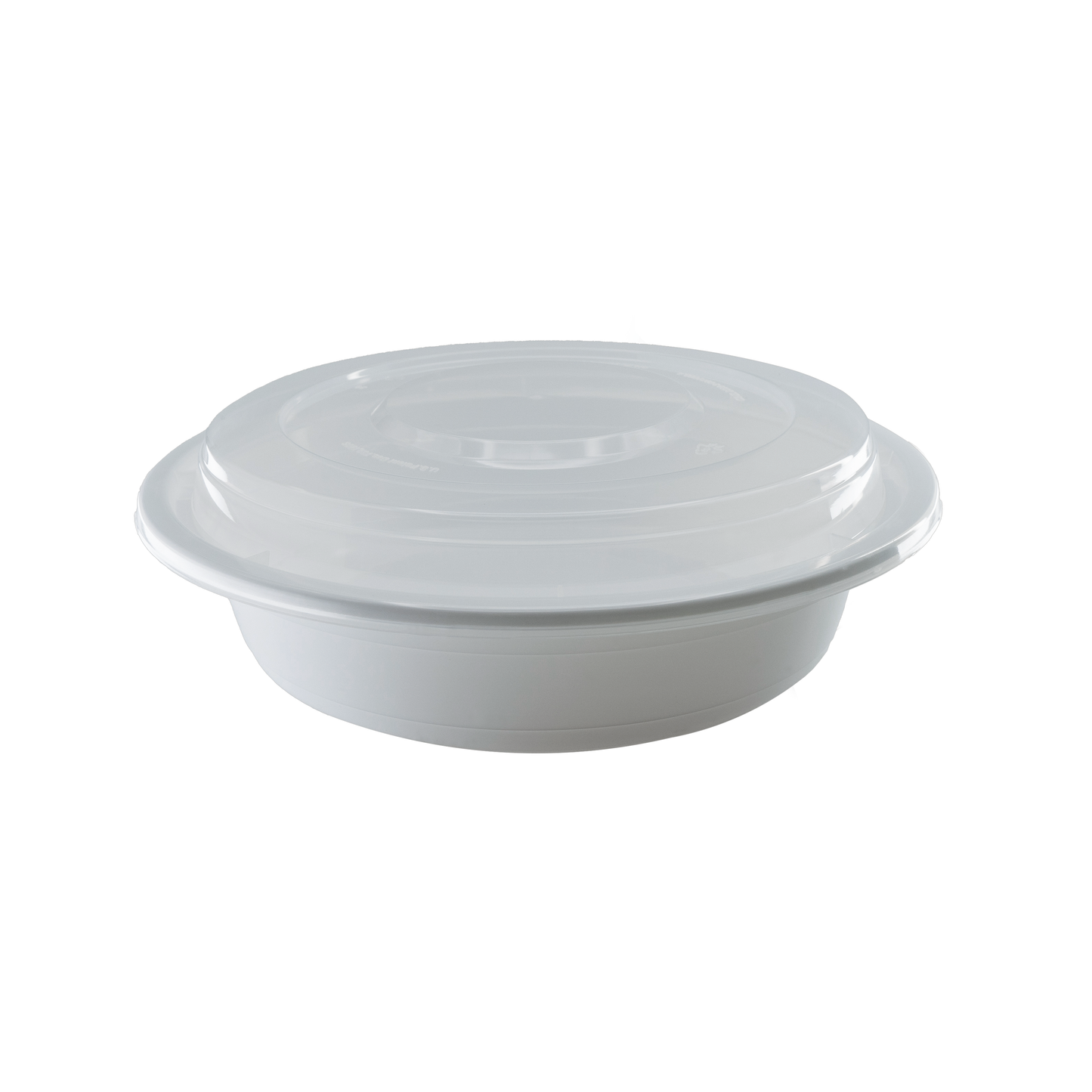 White PP Round Plastic Containers w/ Lids 24oz 7.5"0x1.75" 150/cs